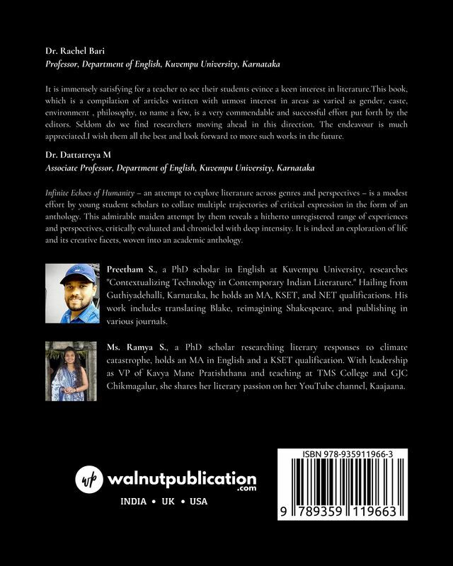 Infinite Echoes of Humanity: Exploring Literature Across Genres and Perspectives back cover view