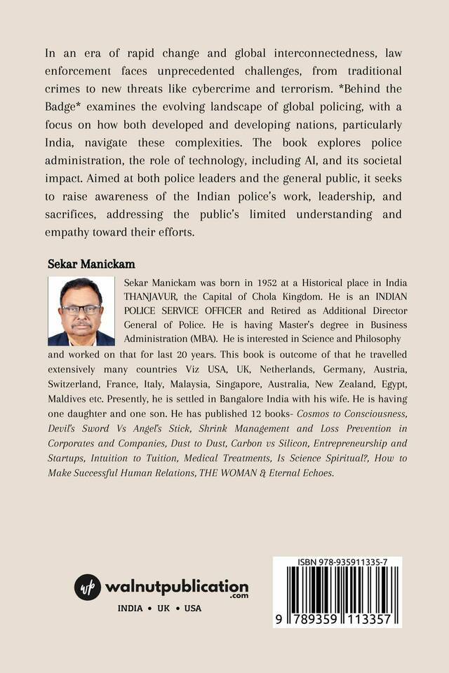 Behind the Badge: Insights into Global and Indian Policing back cover view