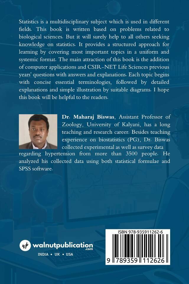 Essential Biostatistics : A concise and applied digest with computer applications back cover view