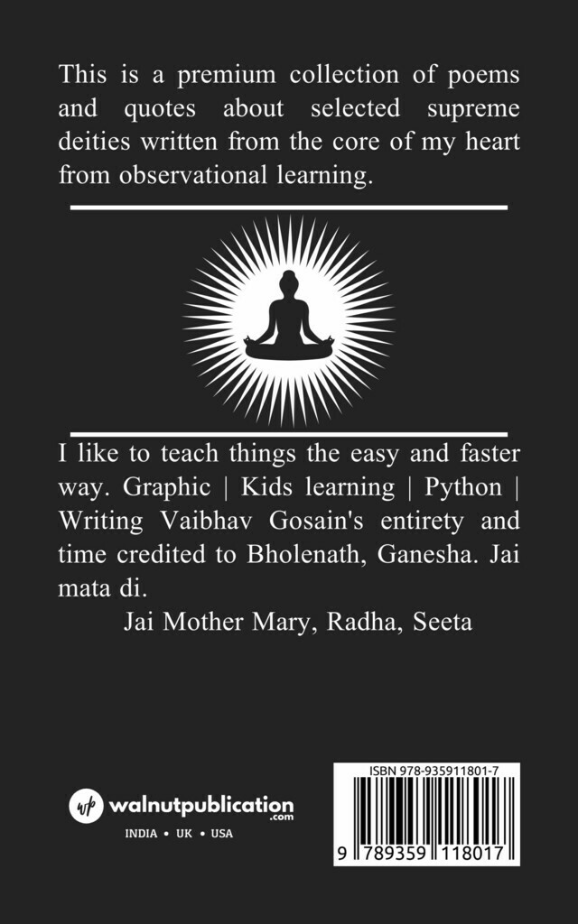 Poems and Quotes About Selected Supreme Deities back cover view