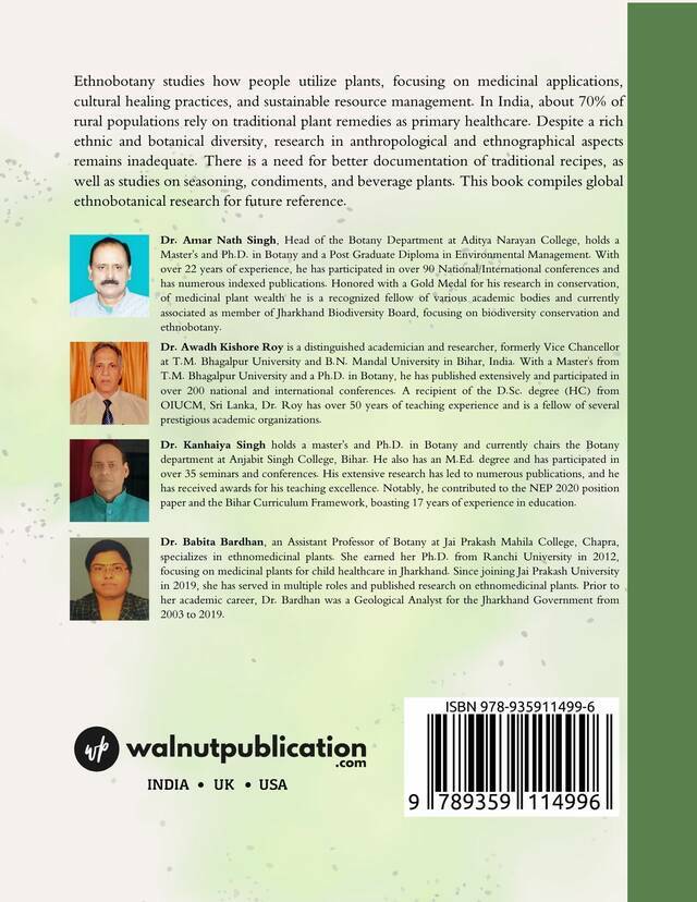 Ethnobotany: Present Scenario & Future Prospects back cover view