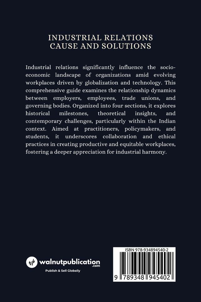 Industrial Relations: "Causes and Solutions" back cover view