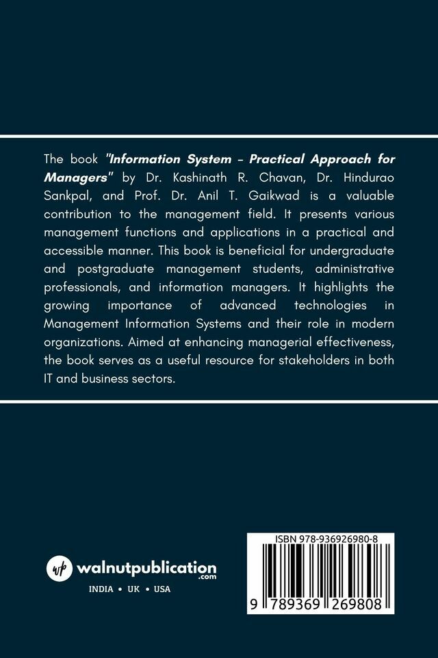 Information System - Practical Approach for Managers back cover view