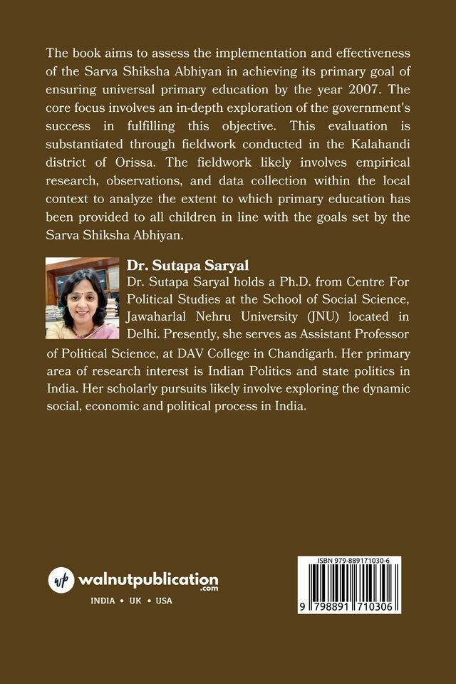 An Appraisal of Performance of Primary Education Under Sarva Shiksha Abhiyan in Kalahandi District of Orissa back cover view