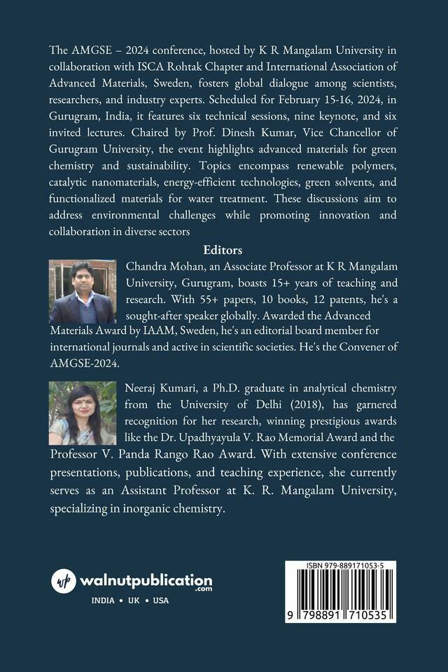 Abstract Book for Advanced Materials For Green Chemistry And Sustainable Environment (AMGSE -2024) back cover view