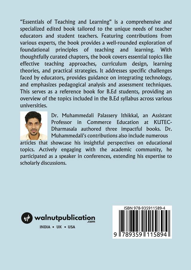 Essentials of Teaching and Learning back cover view