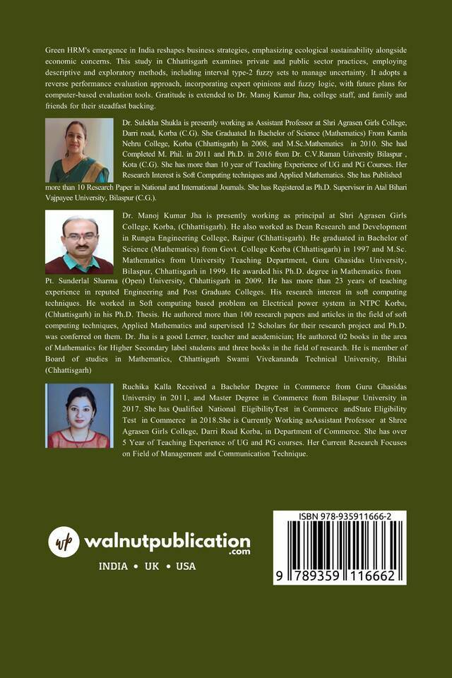 Green HRM in Organizations Using Soft Computing back cover view