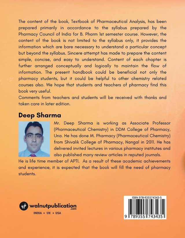 Textbook of Pharmaceutical Analysis back cover view