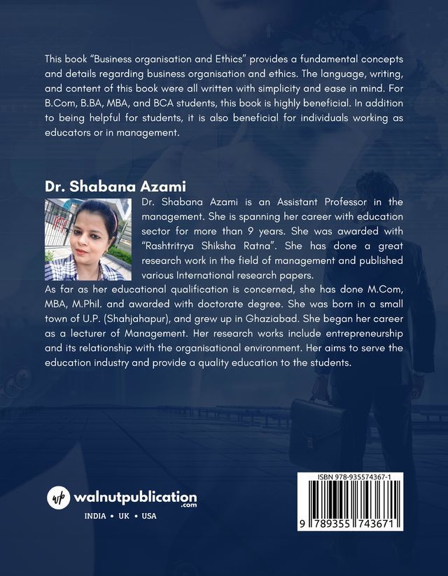 Business Organization and Ethics back cover view