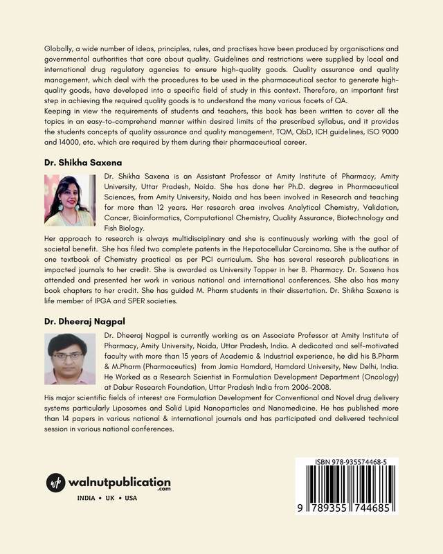 Pharmaceutical Quality Assurance back cover view