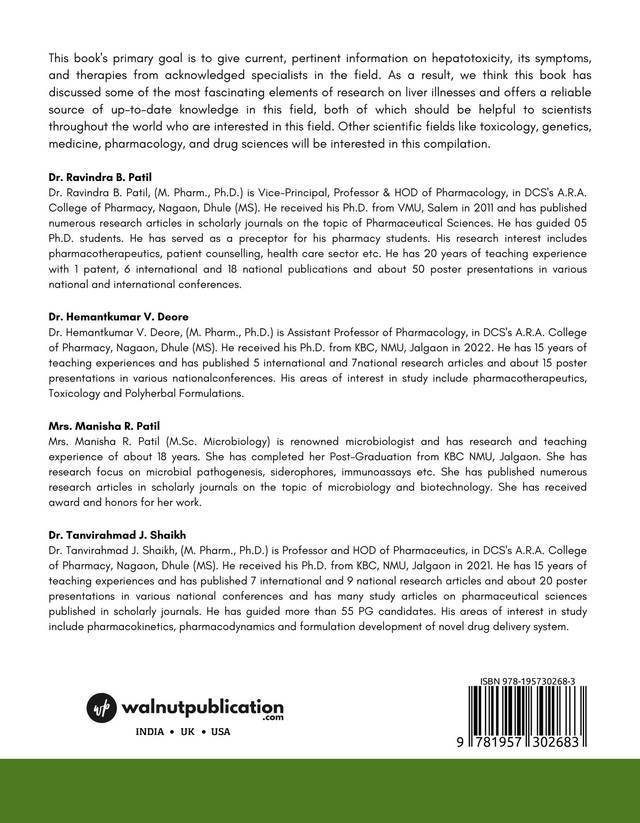 Novel Indian Traditional Medicinal Plants for Hepatic Impairment back cover view