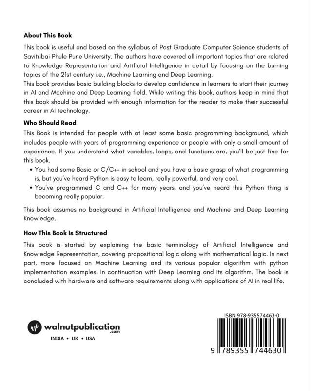 Knowledge Representation and Artificial Intelligence: ML, DL back cover view