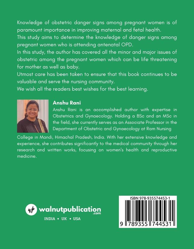 Study to Assess Knowledge Regarding Obstetric Danger Signs back cover view
