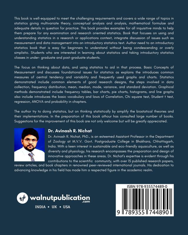 A Step to Biostatistics: A Book for U.G., P.G. Students and Research scholars back cover view