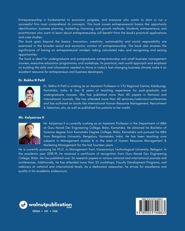 Entrepreneurship for Future Managers back cover view