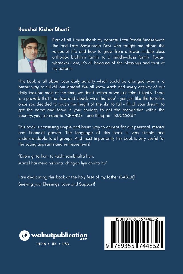 CHANGE - one thing for - SUCCESS back cover view