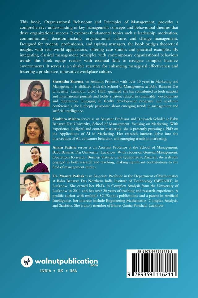 Organisational Behaviour and Principle of Management back cover view