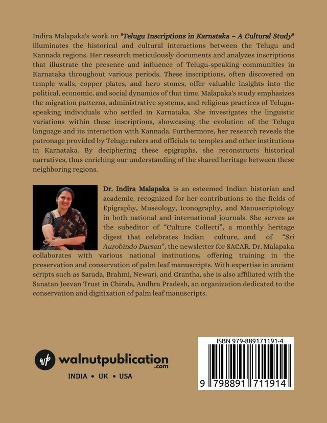 Telugu Inscriptions in Karnataka: A Cultural Study back cover view