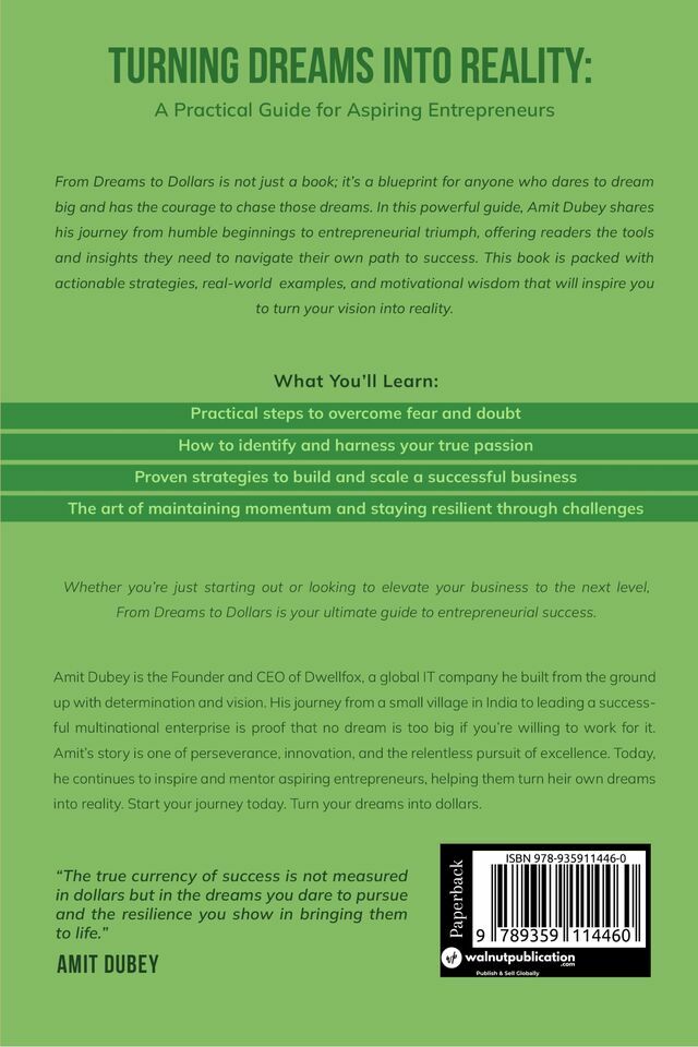 From Dreams to Dollars back cover view