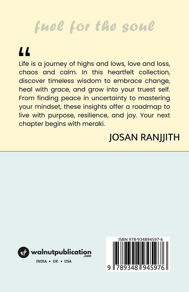 Meraki: Fuel for the Soul back cover view