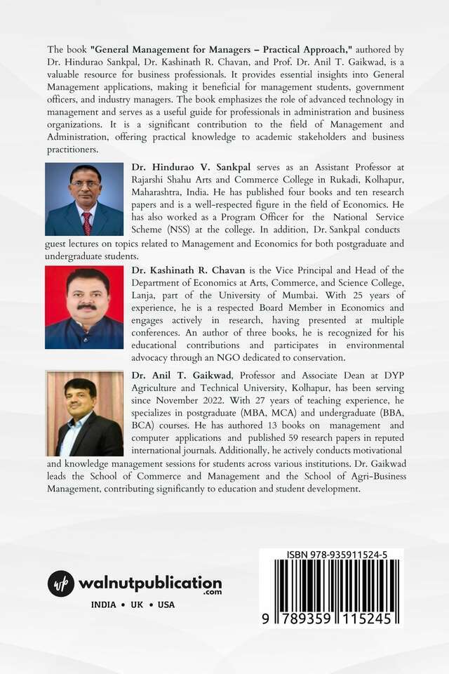 General Management for Managers: Practical Approach back cover view