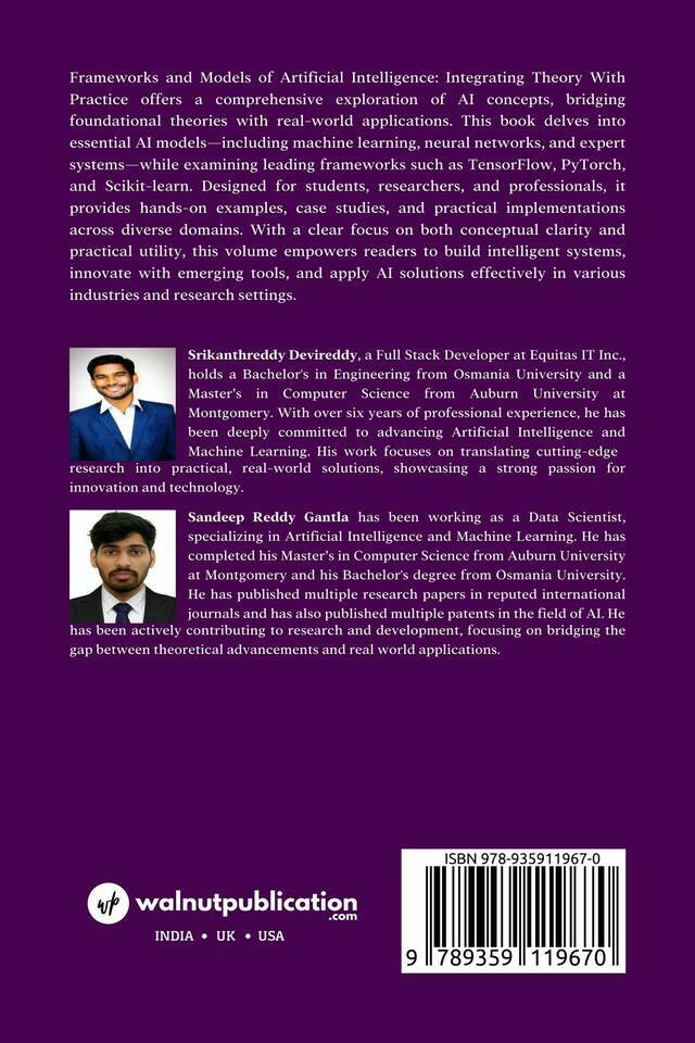 Frameworks and Models of Artificial Intelligence: Integrating Theory With Practice back cover view