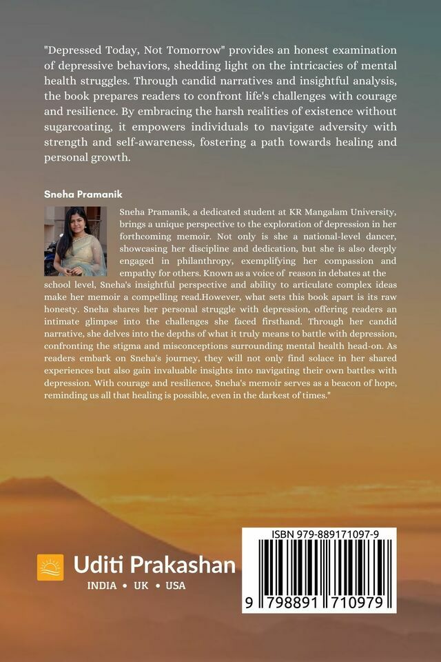 Depressed Today, Not Tomorrow back cover view