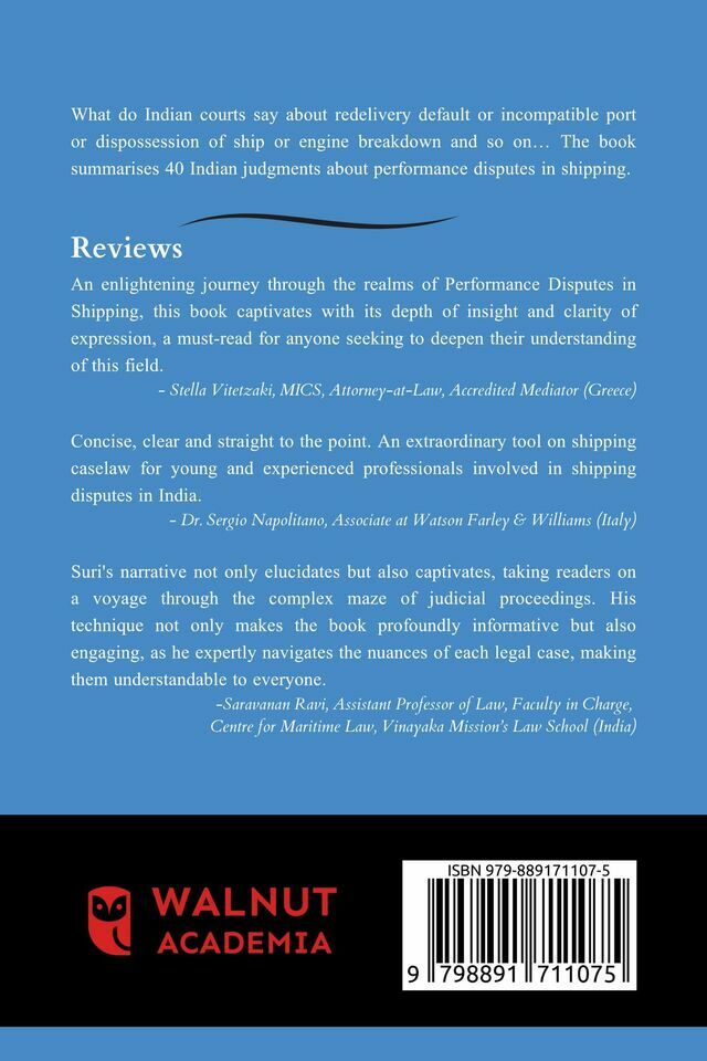 Performance Disputes in Shipping - A Collection of Case Notes from India back cover view