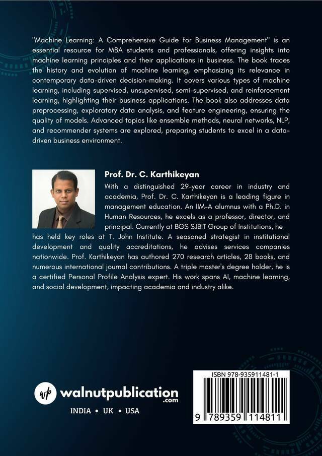 Machine Learning Applications in Management back cover view