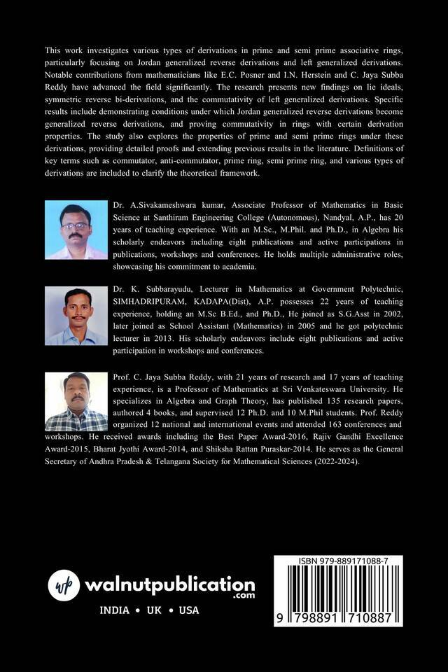 Investigation of Jordan reverse generalized Derivations and Commutativity in Prime and Semiprime Rings back cover view