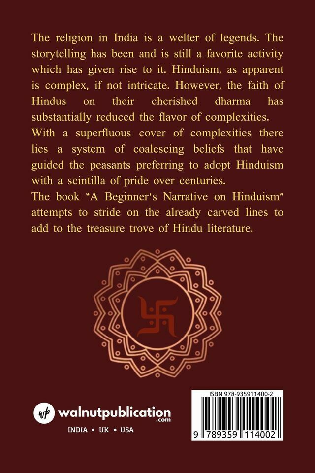 A Beginner's Narrative on Hinduism back cover view