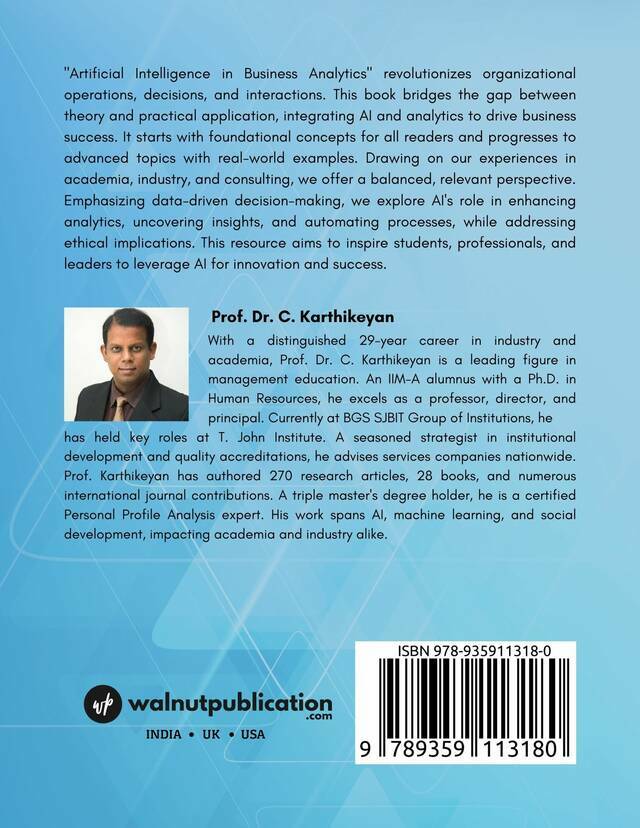 Artificial Intelligence & Business Analytics back cover view