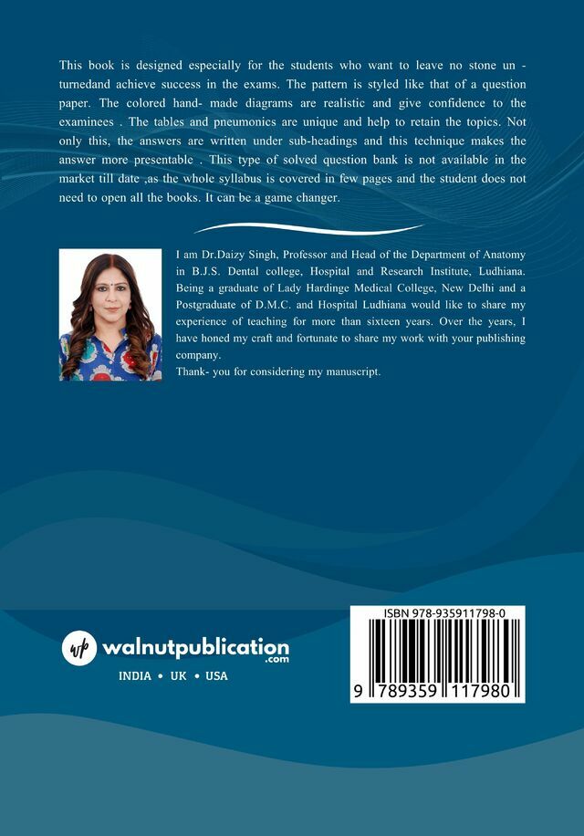 Ace Your Exam - Complete Solved Question Bank Of Anatomy For 1st Year Students back cover view