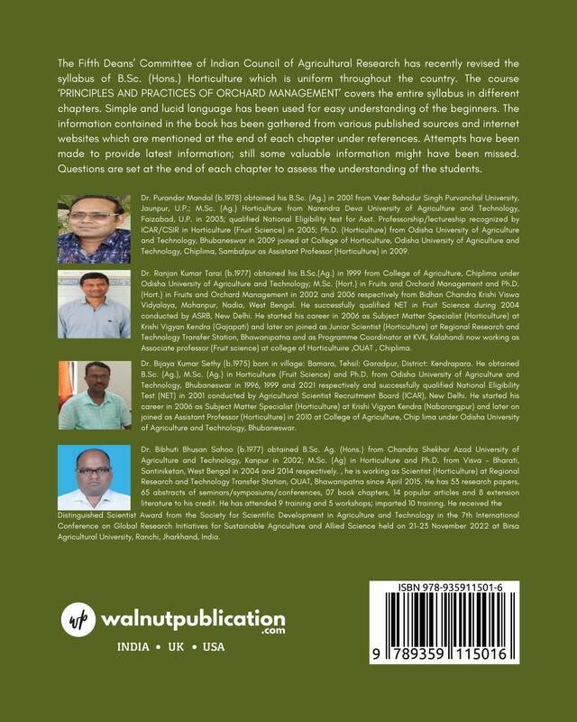 Principles and Practices of Orchard Management back cover view