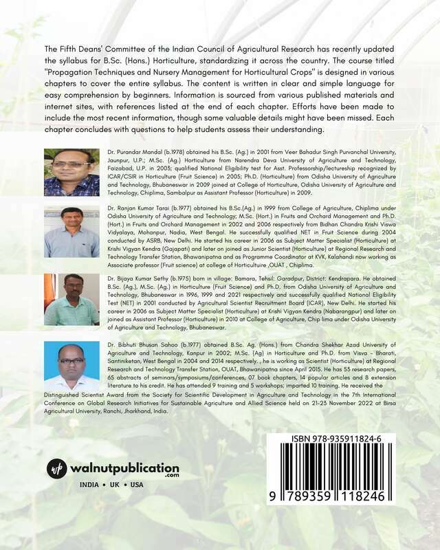 Propagation Techniques and Nursery Management for Horticultural Crops back cover view