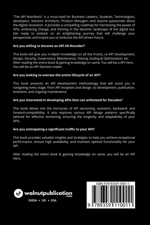 The API Manifesto: Pioneering the Digital Revolution back cover view