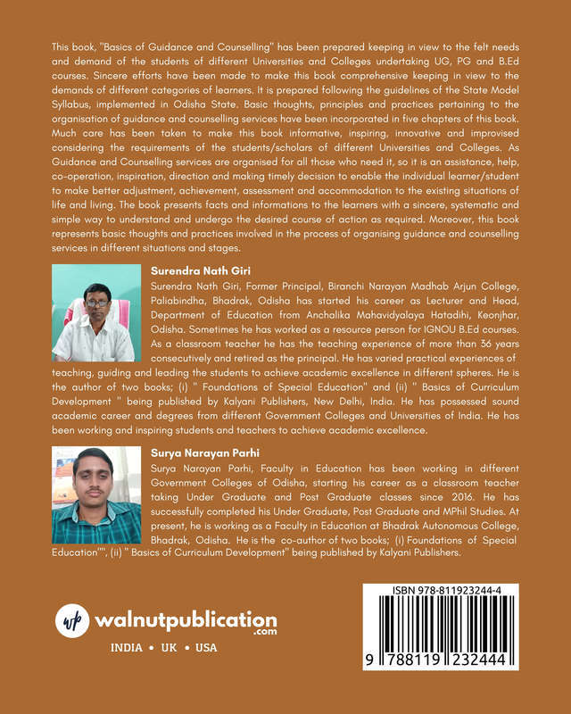 Basics of Guidance and Counselling back cover view