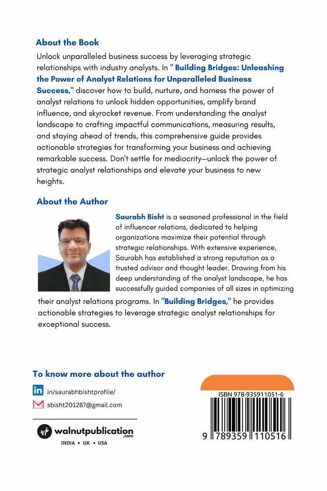 Building Bridges: Unleashing the Power of Analyst Relations for Unparalleled Business Success back cover view