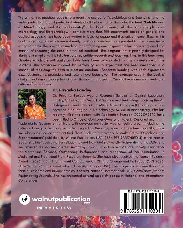 Laboratory Manual of Microbiology and Its Biochemistry back cover view