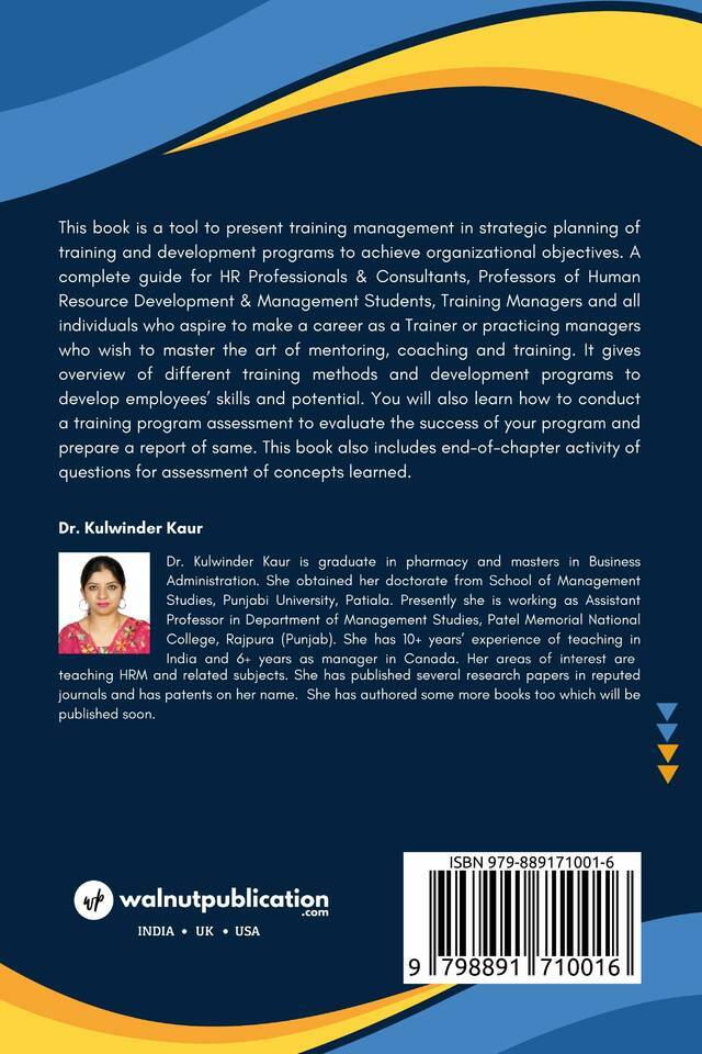 Training and Development back cover view