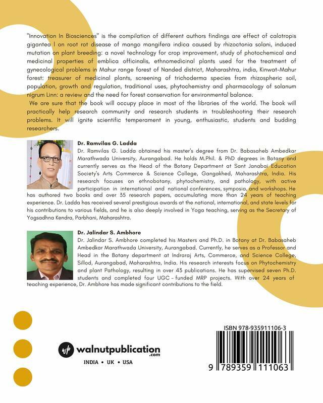 Innovation in Biosciences back cover view