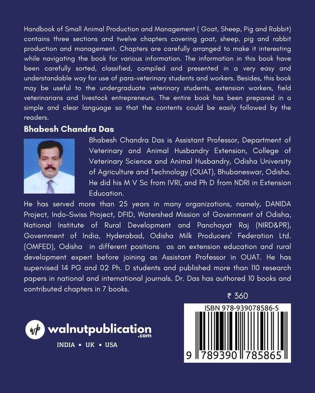 Hand book on Small Animal Production and Management (Goat, Sheep, Pig and Rabbit) back cover view