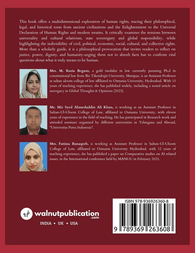 Human Rights Law: Concepts, Conventions, and Commissions back cover view