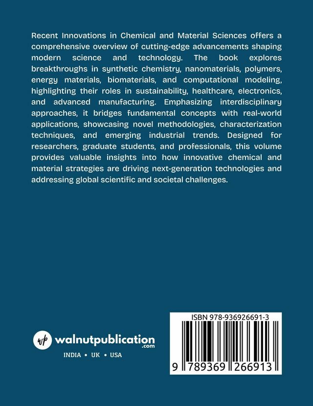 Recent Innovations in Chemical and Material Sciences back cover view