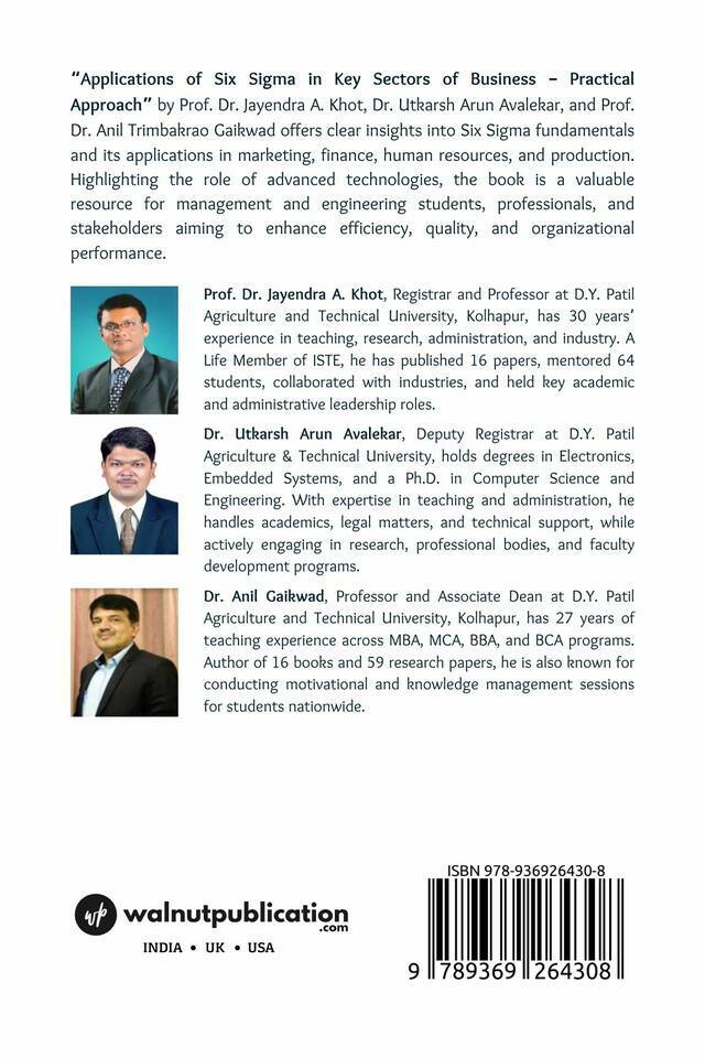 Applications of Six Sigma in Key Sectors of Business - Practical Approach back cover view