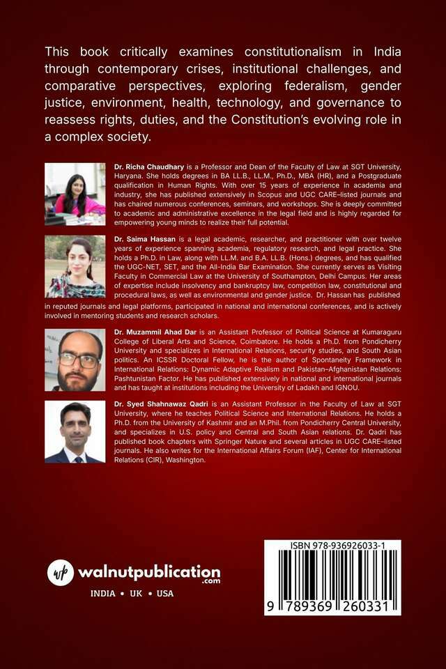 Constitutionalism in India: Crises, Challenges and Comparative Experiences back cover view