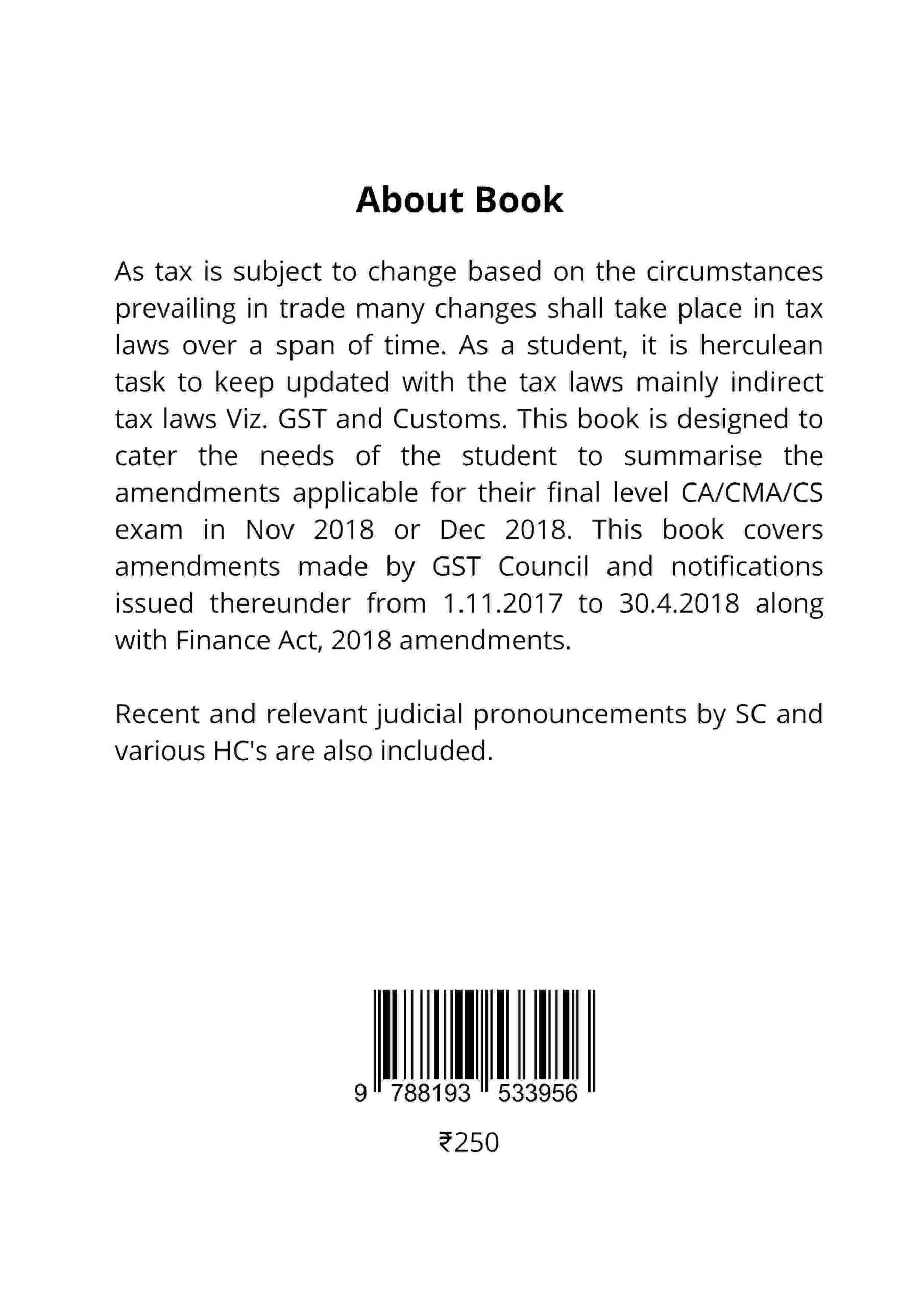 Ctrl + R - Amendment Module on GST & Customs back cover view
