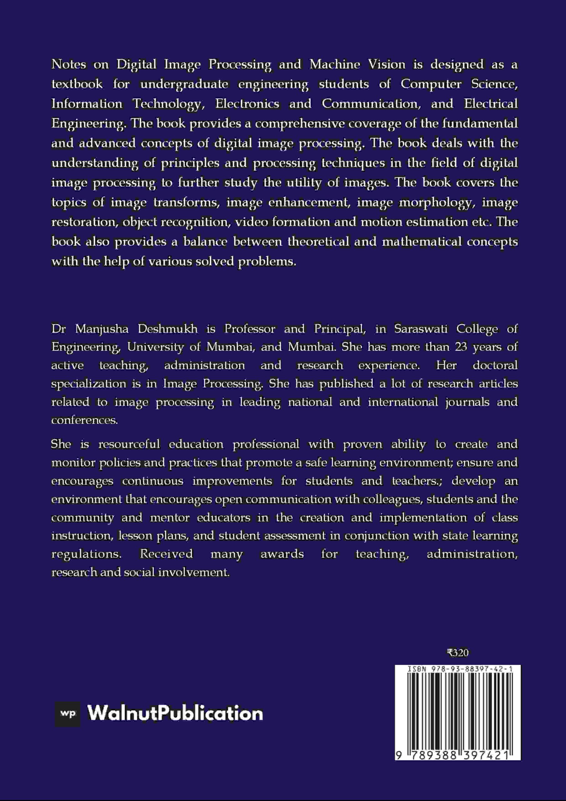 Notes on Digital Image Processing and Machine Vision back cover view