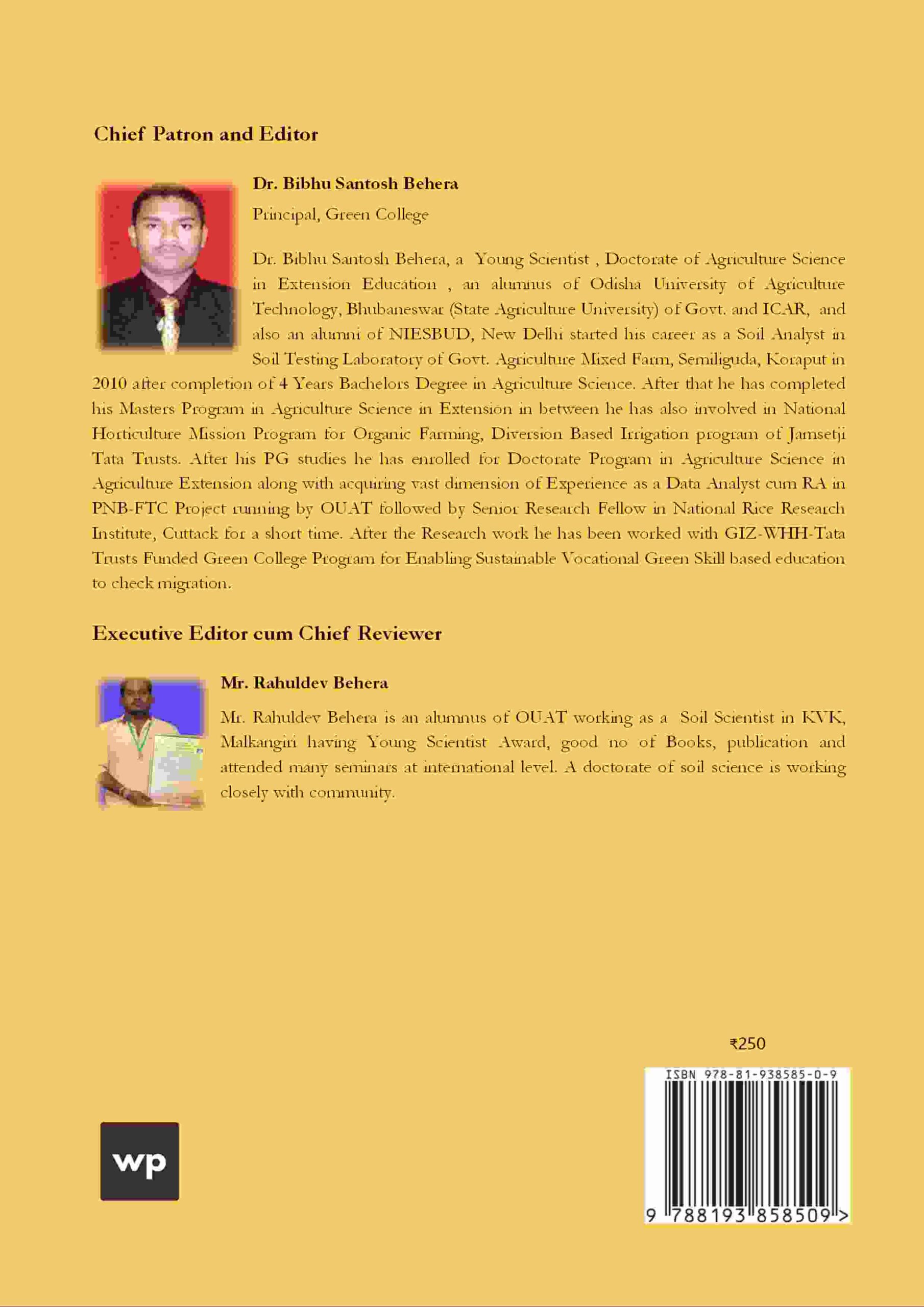 Odisha Agriculture Research with New Trends of Young Scientists back cover view