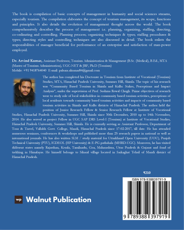 Basic of Tourism Management back cover view